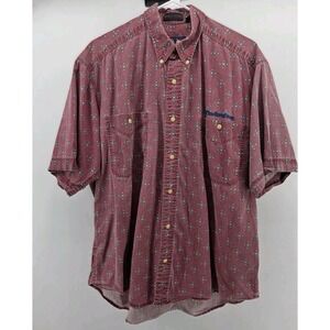 BUDWEISER Shirt M Vintage All over print  Button-Front  RARE  VGC Washed Cotton